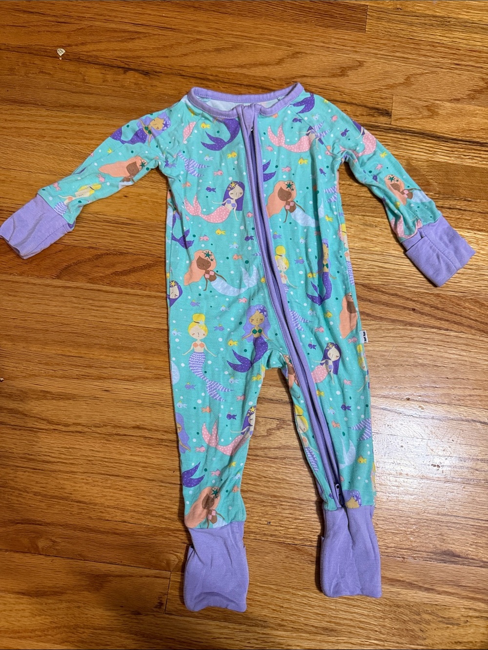 Little Sleepies Mint Mermaid Footed One-Piece with Lavender Trim